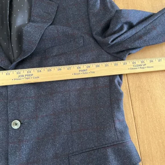 Hugo Boss Blazer Mens 46 R Super 110 Croatia 3 Button Blue Plaid Reda - Picture 13 of 16